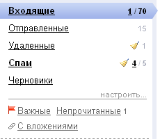 Папки после изменения Яндекс.Почты 2010